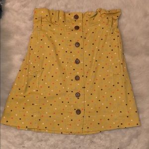 Retro mustard yellow polka dot mini skirt